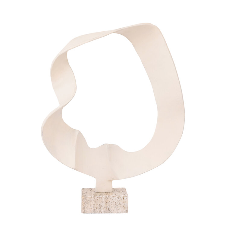 PTMD Collection Vae Beige casted alu round wave travertine base L
