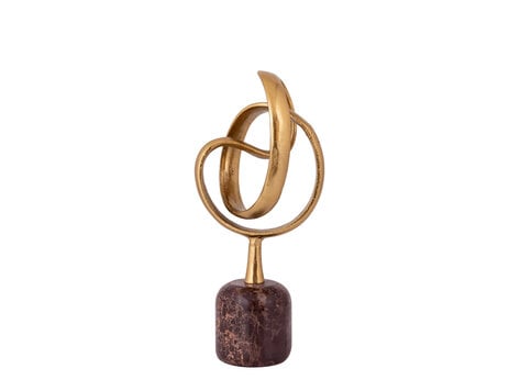 PTMD Collection Jari Dark Brown marble knot ornament op marmer voet S