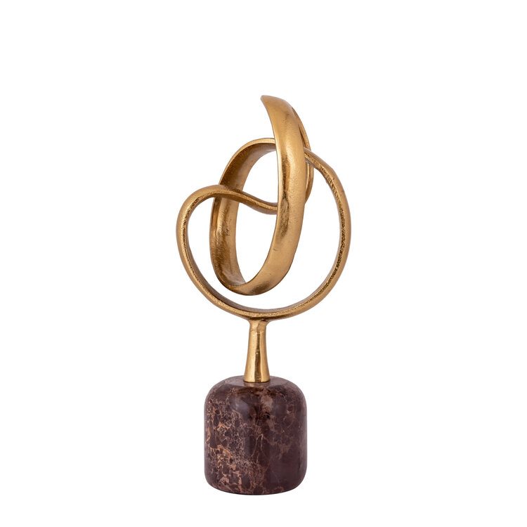 PTMD Collection Jari Dark Brown marble knot ornament op marmer voet S