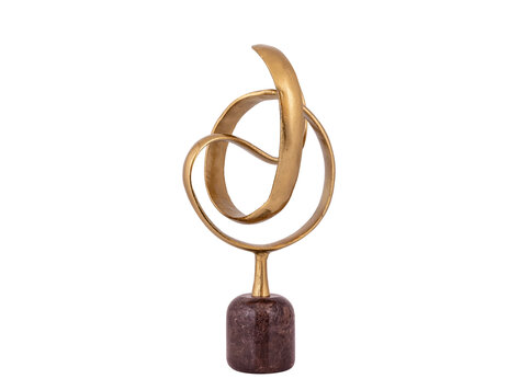 PTMD Collection Jari Dark Brown marble knot ornament op marmer voet L