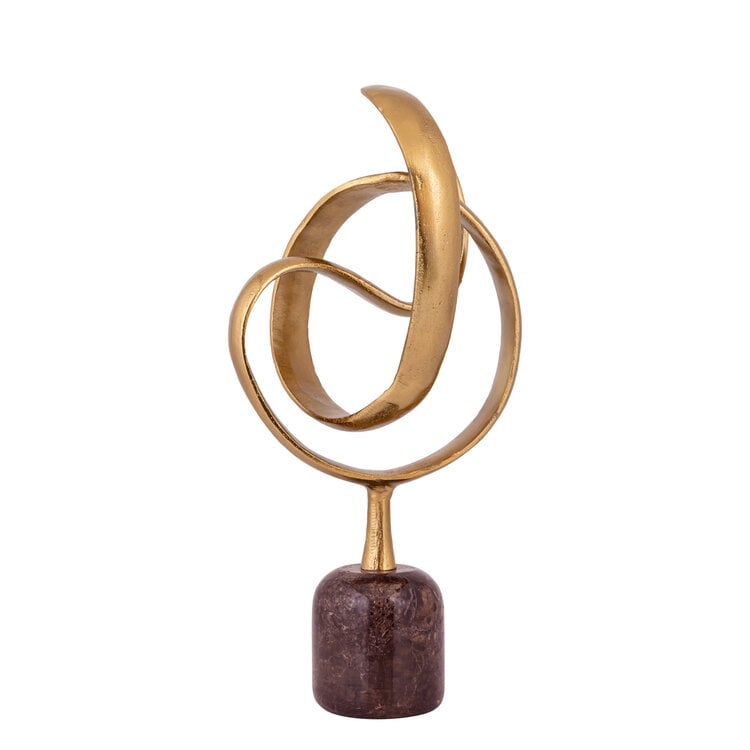 PTMD Collection Jari Dark Brown marble knot ornament op marmer voet L