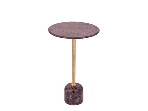 PTMD Collection Jari Dark Brown marble bijzettafel marmer rond laag