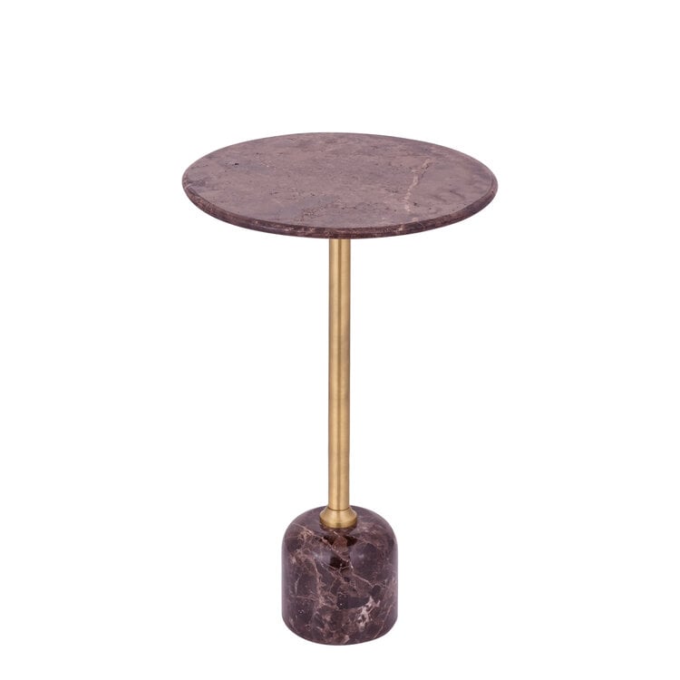 PTMD Collection Jari Dark Brown marble bijzettafel marmer rond laag