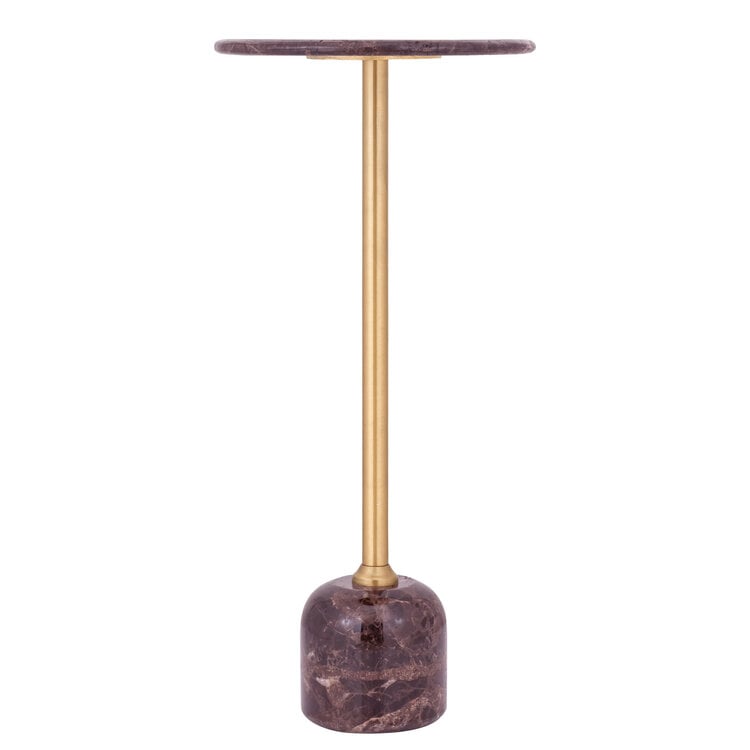 PTMD Collection Jari Dark Brown marble bijzettafel marmer rond hoog