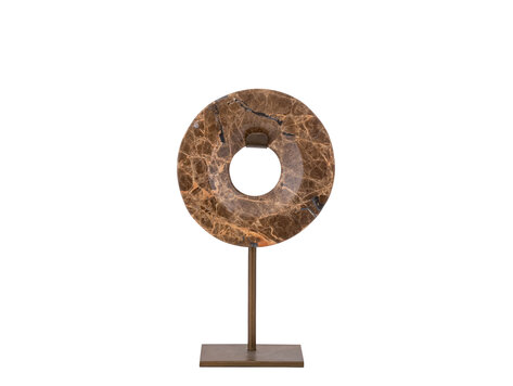 PTMD Collection Eris Dark Brown marble ring ornament op voet S