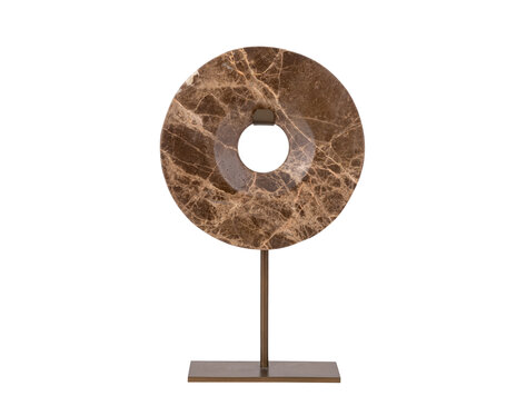 PTMD Collection Eris Dark Brown marble ring ornament op voet L