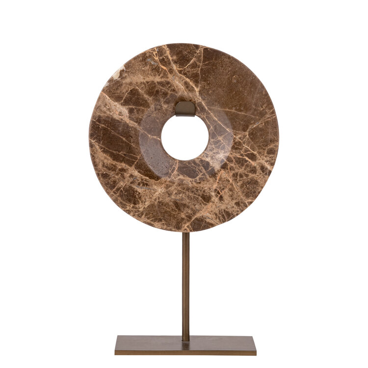 PTMD Collection Eris Dark Brown marble ring ornament op voet L