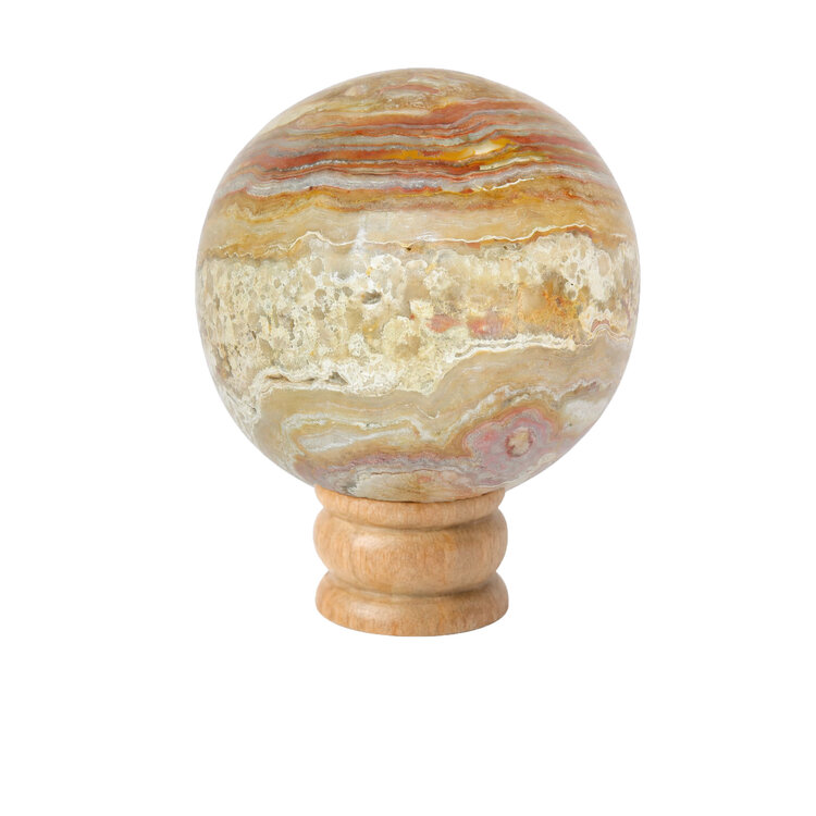 PTMD Collection Marlon Natural lace agaat ornament op houten voet
