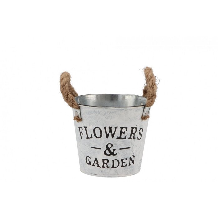 Zinken bloempot met oren 14x12cm