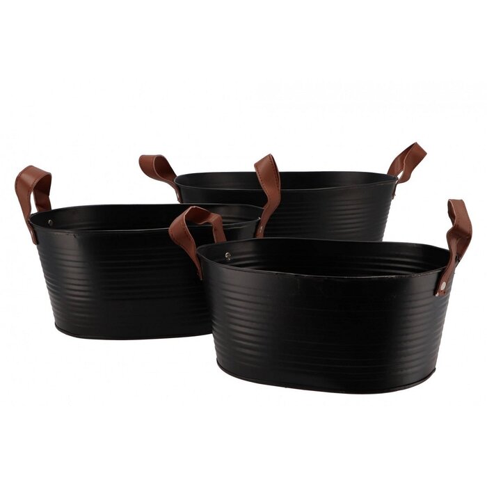 Zinken bloempot ovaal 29x22x16cm