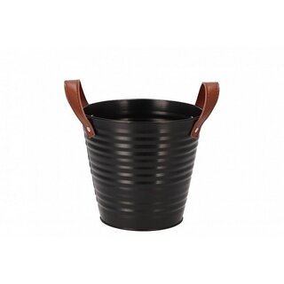 Zinken bloempot mat zwart 18x17cm