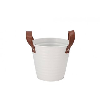 Zinken bloempot mat wit 13x12cm