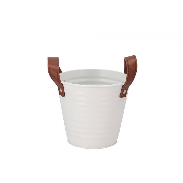 Zinken bloempot mat wit 13x12cm