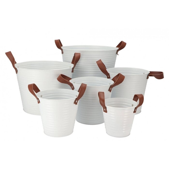 Zinken bloempot mat wit 13x12cm