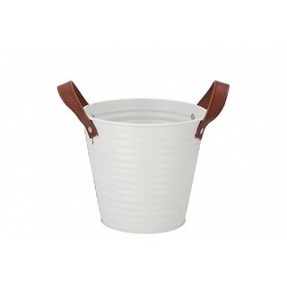 Zinken bloempot mat wit 16x15cm