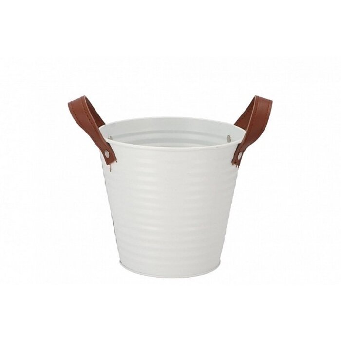 Zinken bloempot mat wit 16x15cm