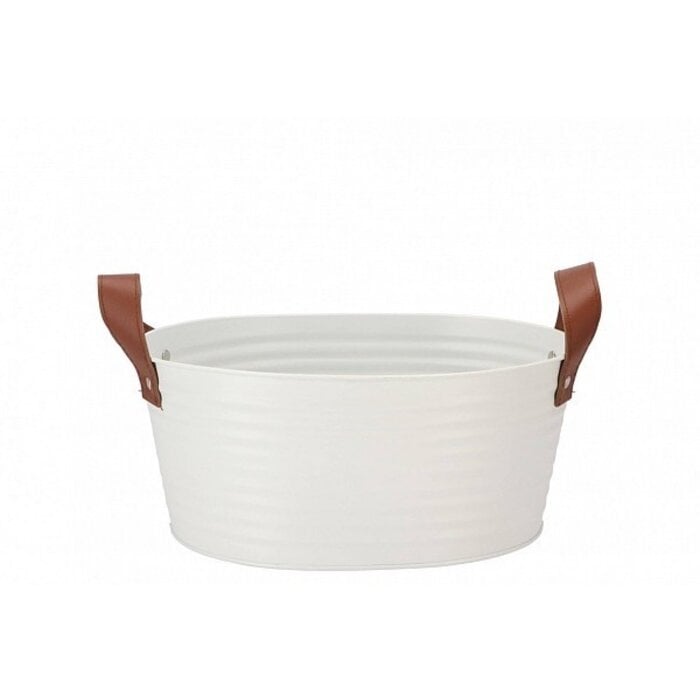 Zinken bloempot ovaal mat wit 29x22x16cm