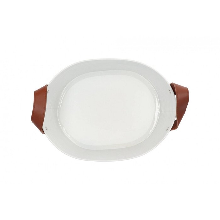 Zinken bloempot ovaal mat wit 29x22x16cm