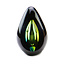 Kristalglazen urn diamant - zwart met groene kern en gouden accenten