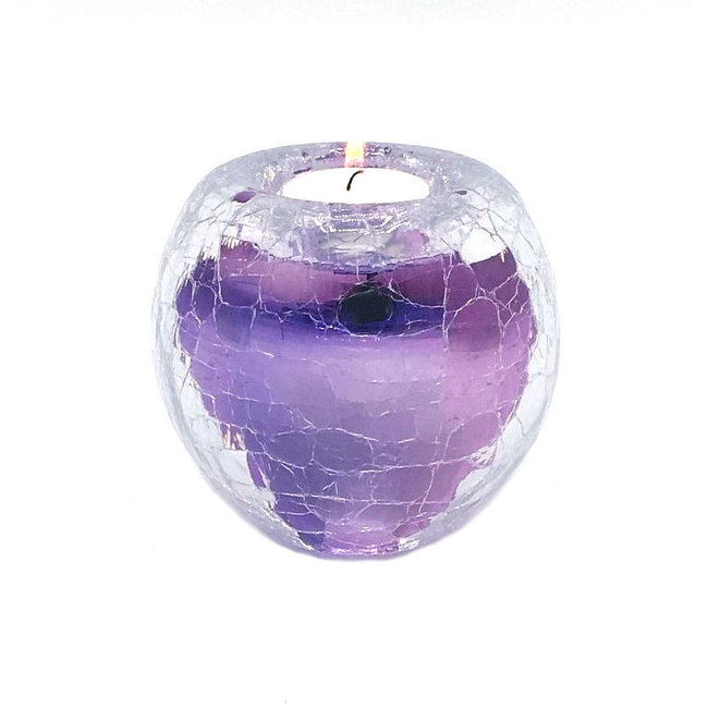 Theelicht krakele kristalglas urn - 2 kleuren