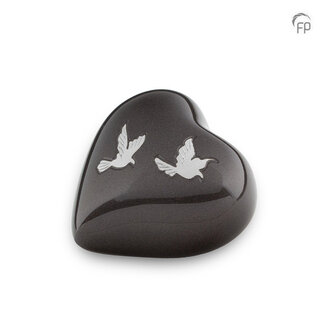 Metaal keepsake hart urn - zwart
