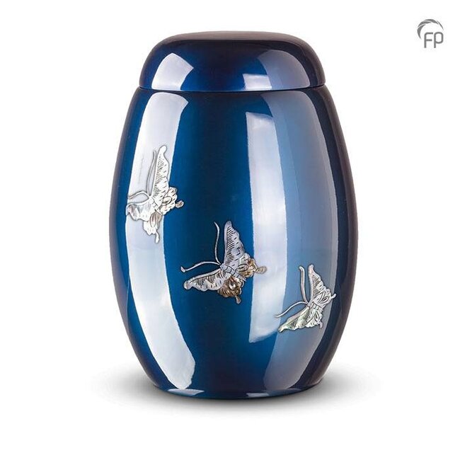 Glasfiber urn vlinders - blauw