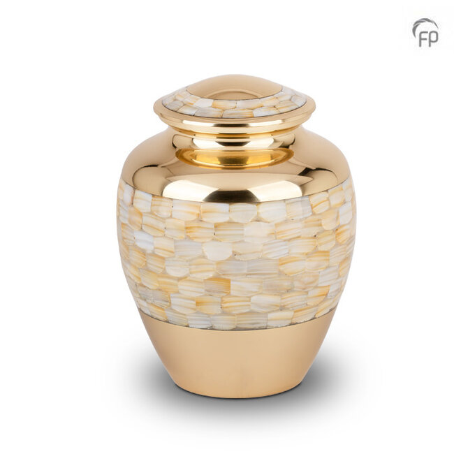 Metaal urn - Goudkleur & parelmoer