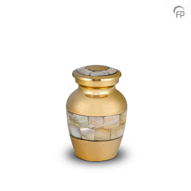 Metalen mini urn keepsake - Goudkleur & parelmoer