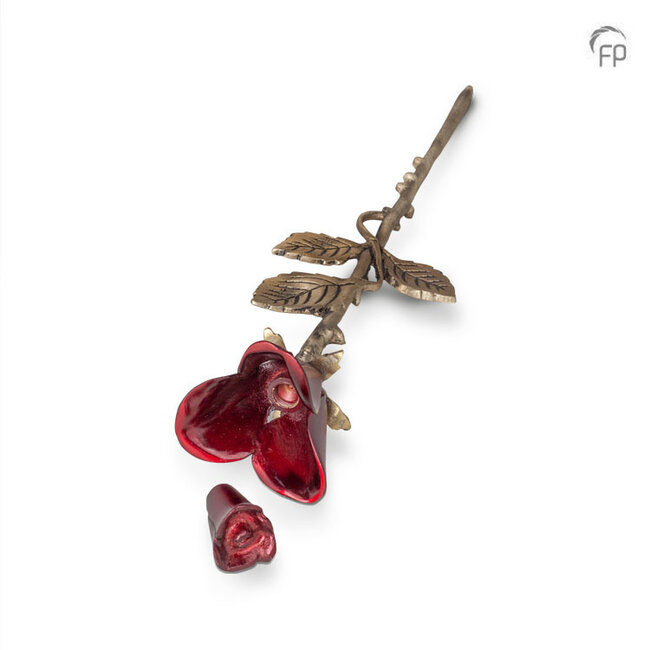 Metalen urn keepsake Roos - Rood & Goudkleur
