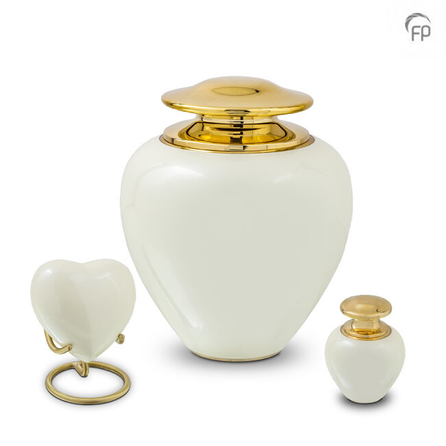 Metaal keepsake hart Satori - parelmoer wit