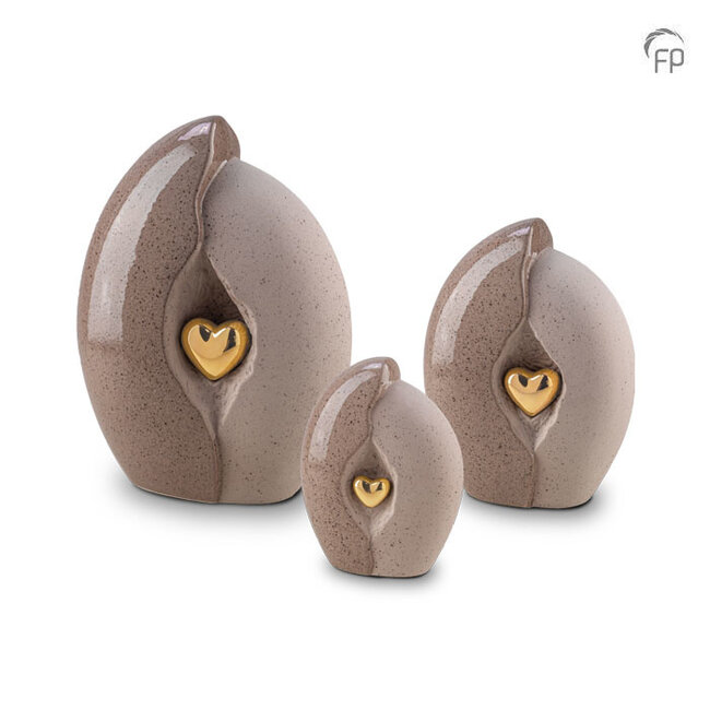 Keramische urn Hartbewaring – bruin & goudkleur