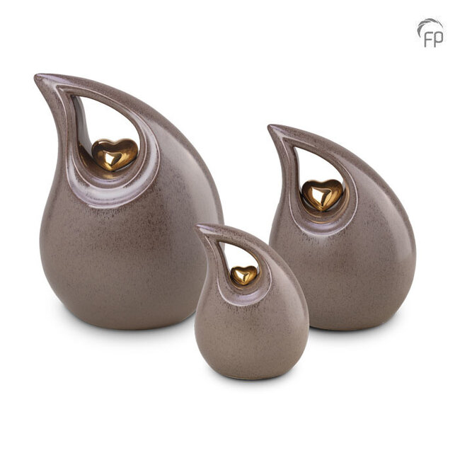 Keramische mini urn - druppel - bruin - KU 006 S
