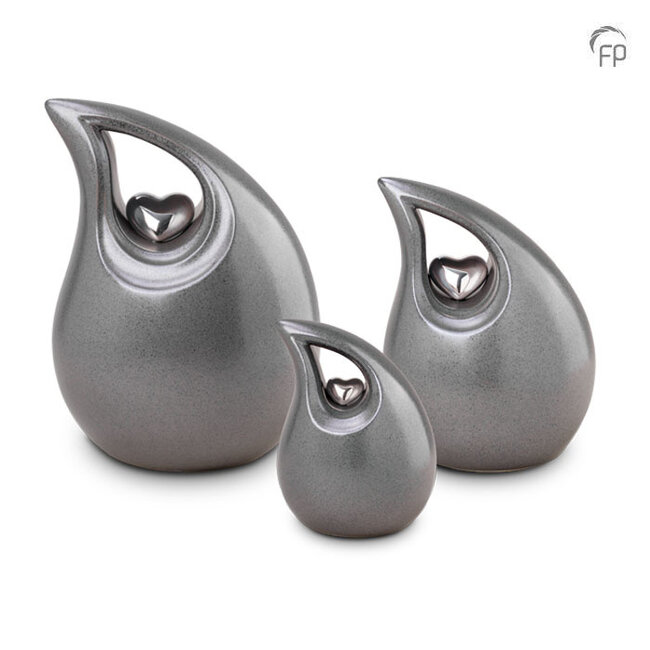Keramische mini urn druppel - grijs - KU 018 S