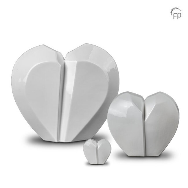 Keramische urn hart - wit - KU 044