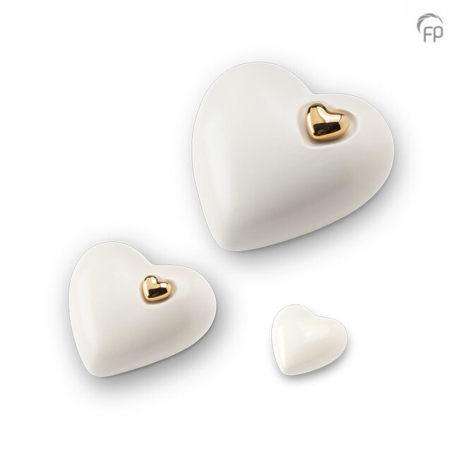 Mini keramische keepsake urn hart - Wit - KU 052 K