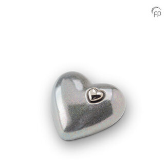Mastaba Ceramika Keramische mini urn hart - zilvergrijs - KU 053 S