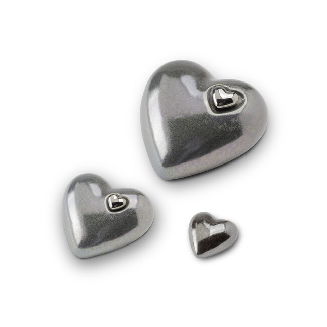 Keramische mini urn hart - zilvergrijs - KU 053 S