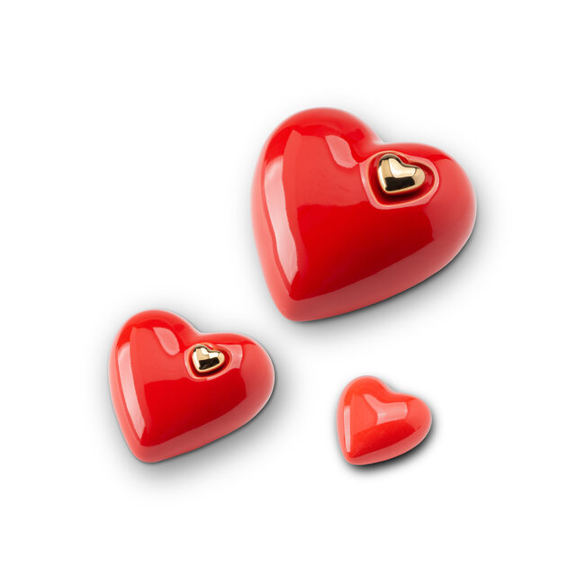 Keramische mini urn hart - rood - KU 055 S
