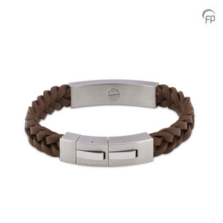 As Armband Leder en RVS - Bruin - MOL 207