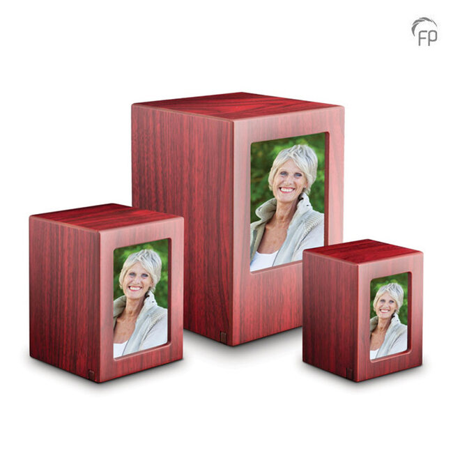 MDF houten Urn met foto - rood - MPG 002 Medium