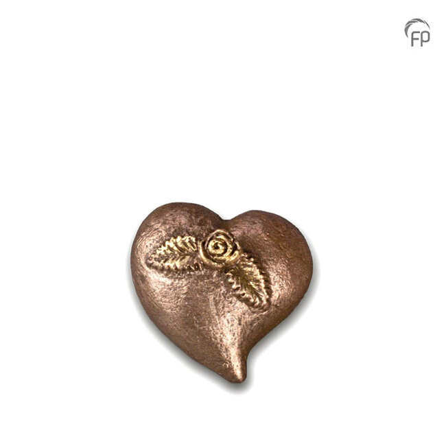 Keramische mini urn - hart met roos - TU 007