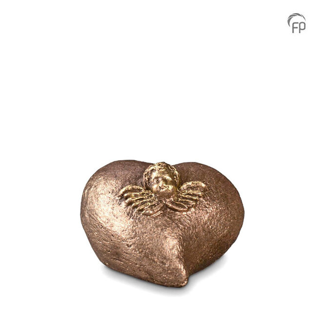 Keramische mini urn - hart met engel - TU 008