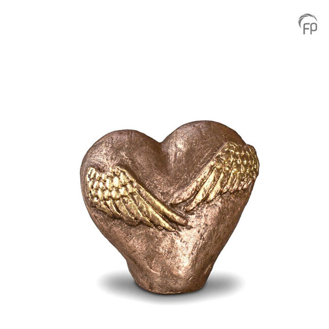 Keramische mini urn - hart met vleugels