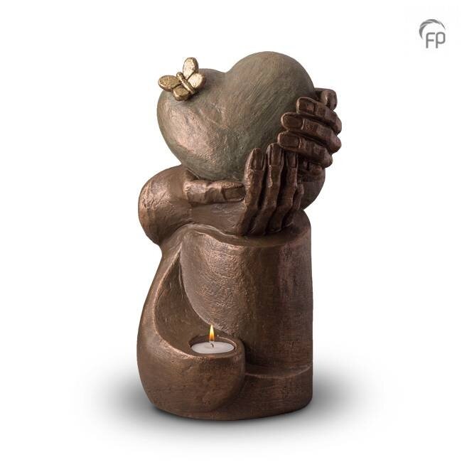 UGK 065 BT Keramische urn brons Hartepijn op zuil (waxine)