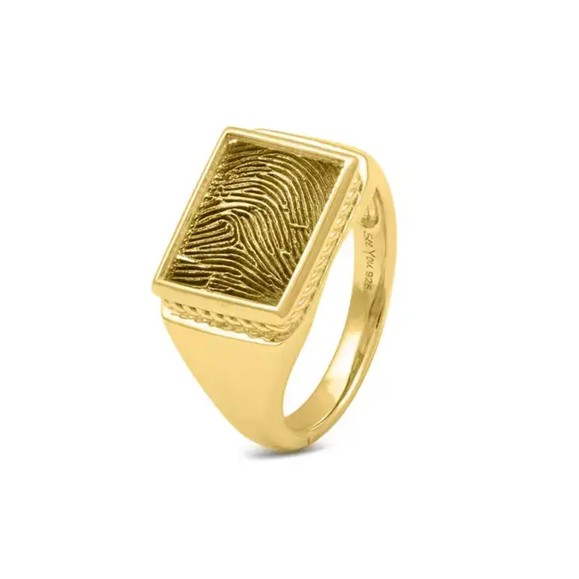 Zegelring met vingerafdruk ovale rand - heren