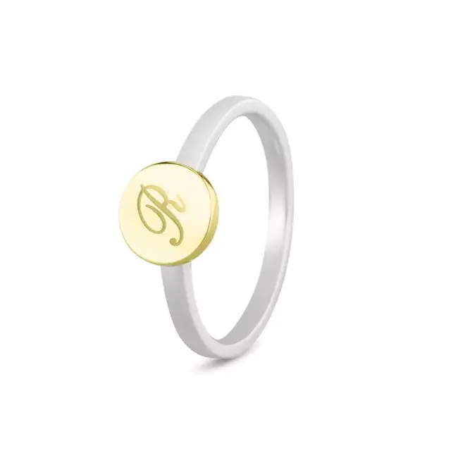 Bicolour Signet Disk Ring