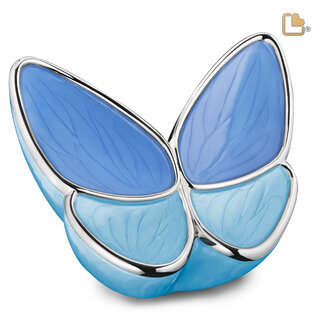 LoveUrns Wings of Hope Standard Adult Urn Pearl Blue & Pol Silver