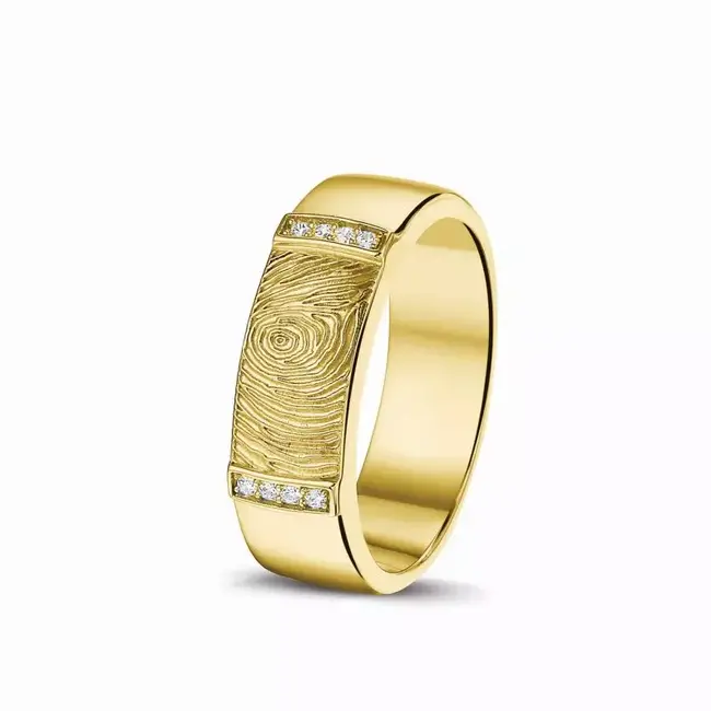 Ring met vingerafdruk edelsteen bandring