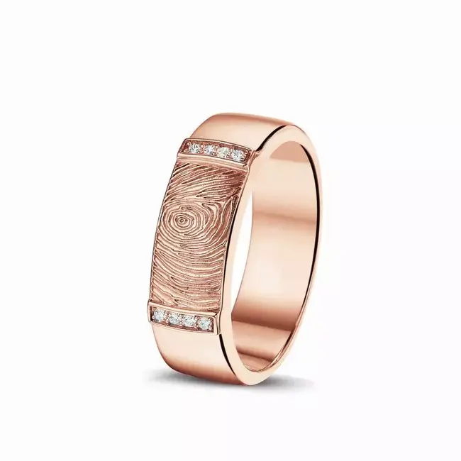 Ring met vingerafdruk edelsteen bandring