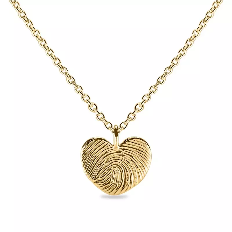 Zilveren of gouden hart vingerafdruk hanger groot - Amare Memories